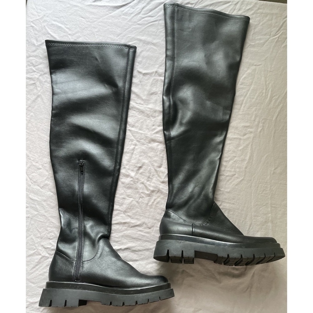 Steve Madden Gibbs Over the Knee Boot Womens 9 Black Goth Punk Grunge